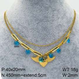 Stainless Steel Stone & Crystal Necklace