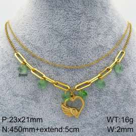Stainless Steel Stone & Crystal Necklace