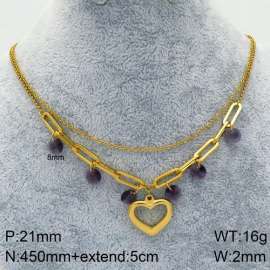 Stainless Steel Stone & Crystal Necklace