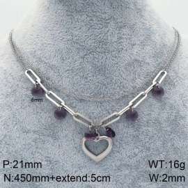Stainless Steel Stone & Crystal Necklace