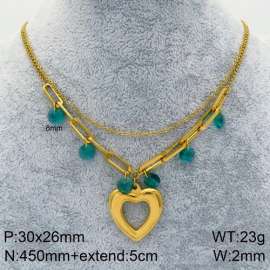 Stainless Steel Stone & Crystal Necklace
