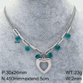 Stainless Steel Stone & Crystal Necklace
