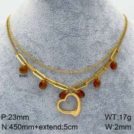 Stainless Steel Stone & Crystal Necklace