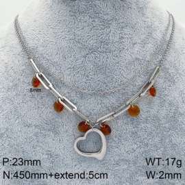 Stainless Steel Stone & Crystal Necklace