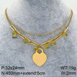 Stainless Steel Stone & Crystal Necklace
