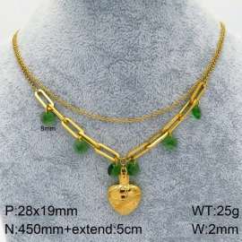 Stainless Steel Stone & Crystal Necklace