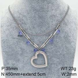 Stainless Steel Stone & Crystal Necklace