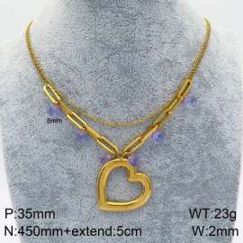 Stainless Steel Stone & Crystal Necklace